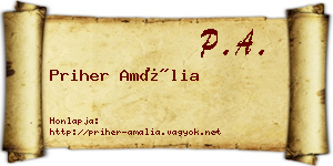 Priher Amália névjegykártya
